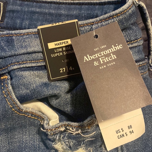 NWT Abercrombie & Fitch A&F Harper Low Rose Super Skinny Jeans - Picture 2 of 4